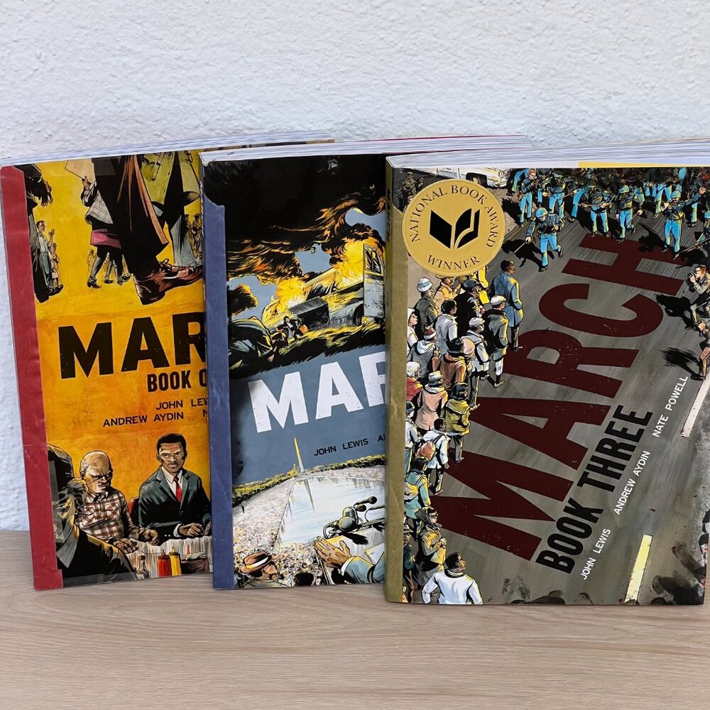 March Graphic Novel Full Series Books 1-2-3 John Lewis Andrew Aydin Nate Powell